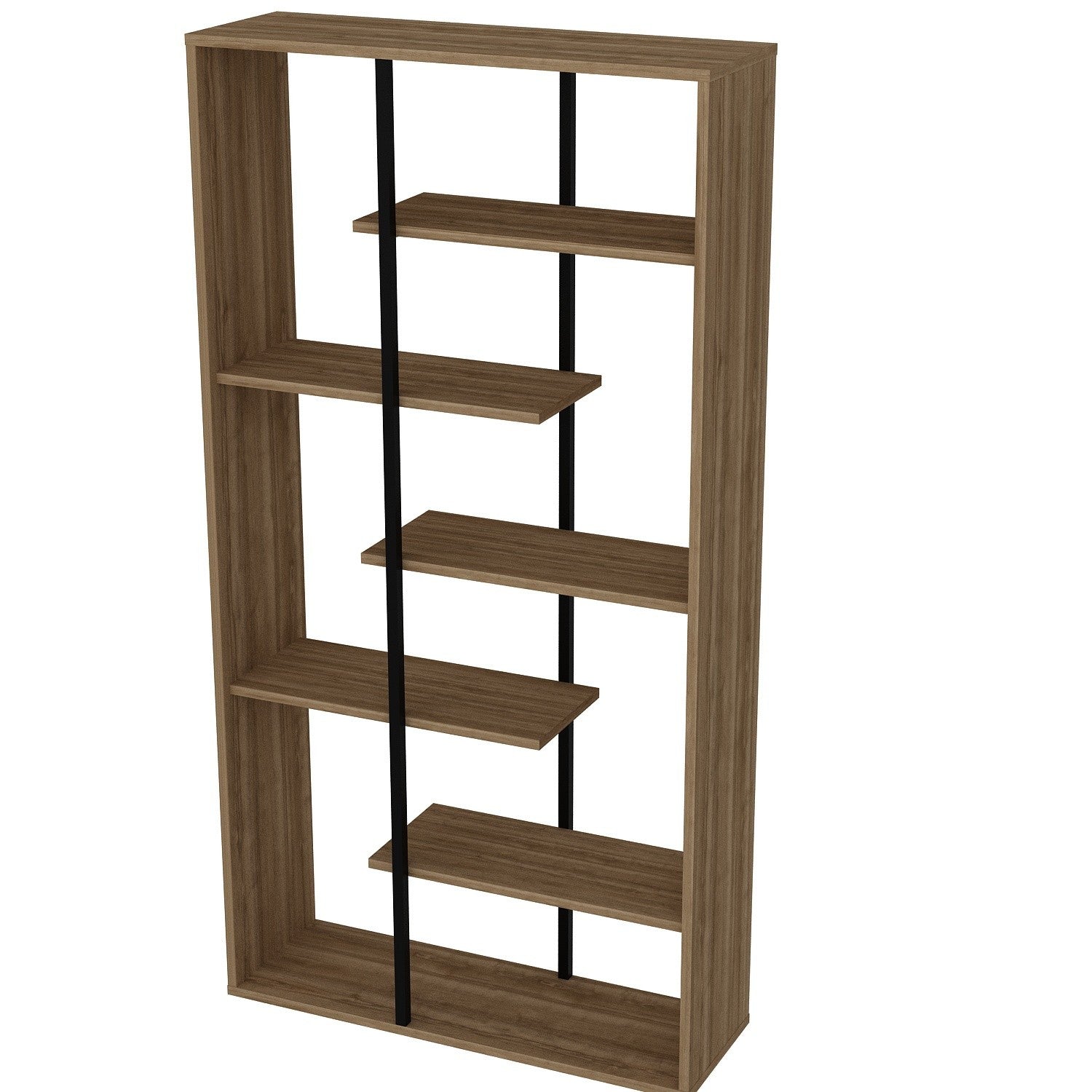 Estante Industrial Moderna – 90 x 173,2 x 29,5 cm – Nogueira e Preto – Painéis de partículas e metal