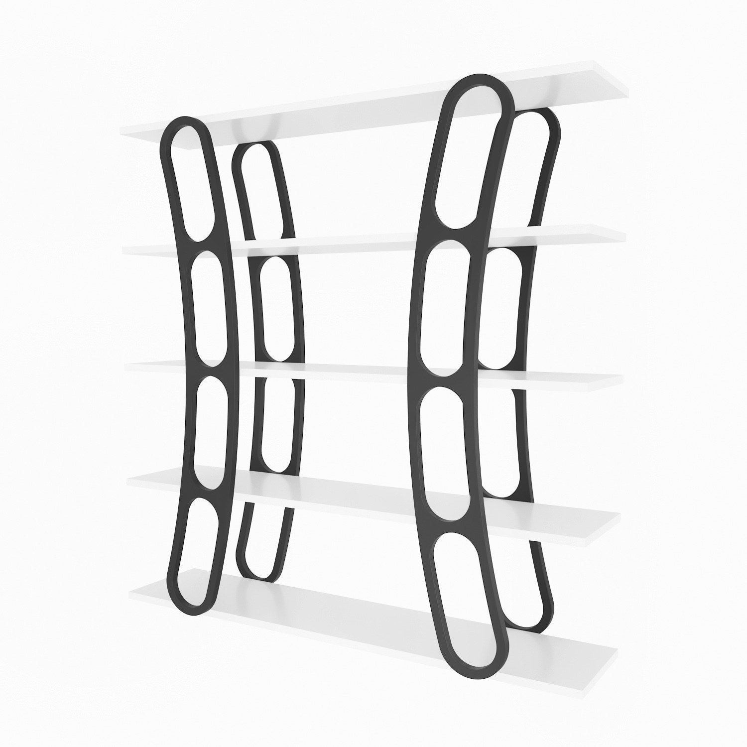 Estante estilosa, 120 x 120 x 25 cm, branca e preta | Painel de partículas 100% revestido em melamina, 18 mm de espessura | Perfeita para decoração moderna de casa e escritório