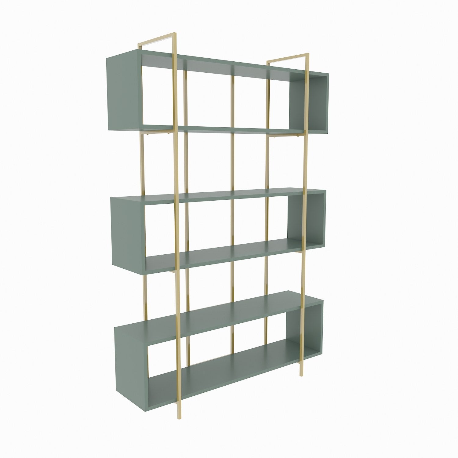 Estante elegante – 120 x 180 x 29,6 cm – verde e dourada – painel de partículas revestido a melamina