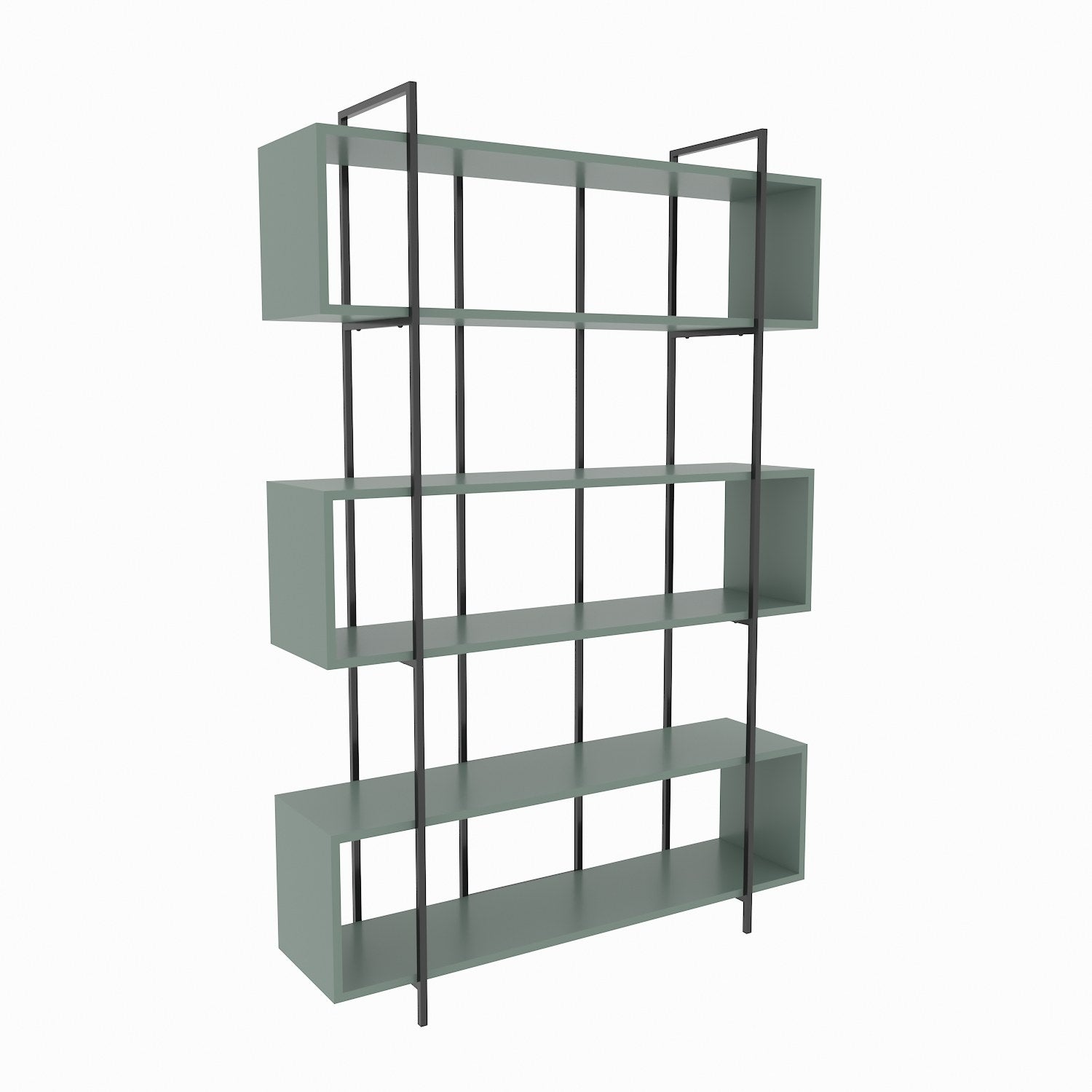 Estante – 120 x 180 x 29,6 cm – Verde e Preto – Painel de partículas revestido a melamina