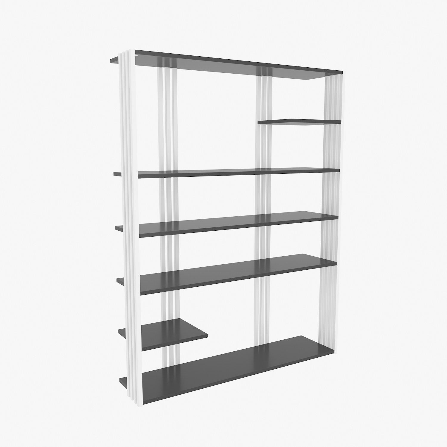 Estante elegante, antracite e branco, 120 x 160 x 29,6 cm | Painel de partículas 100% revestido de melamina, 18 mm de espessura | Perfeito para decoração moderna de casa e escritório