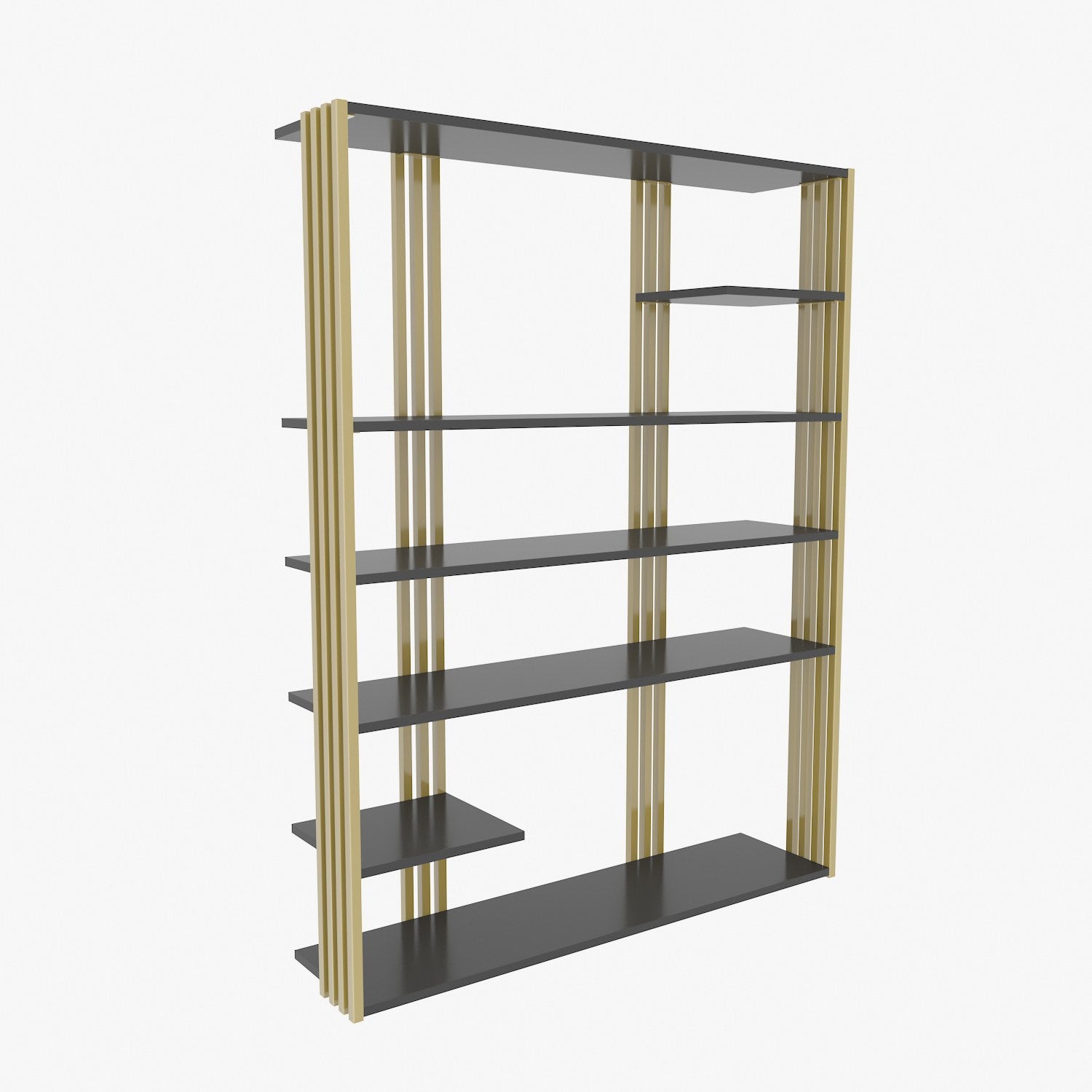 Estante elegante em antracite e dourado, 120 x 160 x 29,6 cm | Painel de partículas 100% revestido em melamina, 18 mm de espessura | Solução de armazenamento moderna para casa e escritório