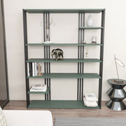 Estante elegante em verde e preto, 120 x 160 x 29,6 cm | Painel de partículas 100% revestido em melamina, 18 mm de espessura | Perfeita para decoração moderna de casa e escritório