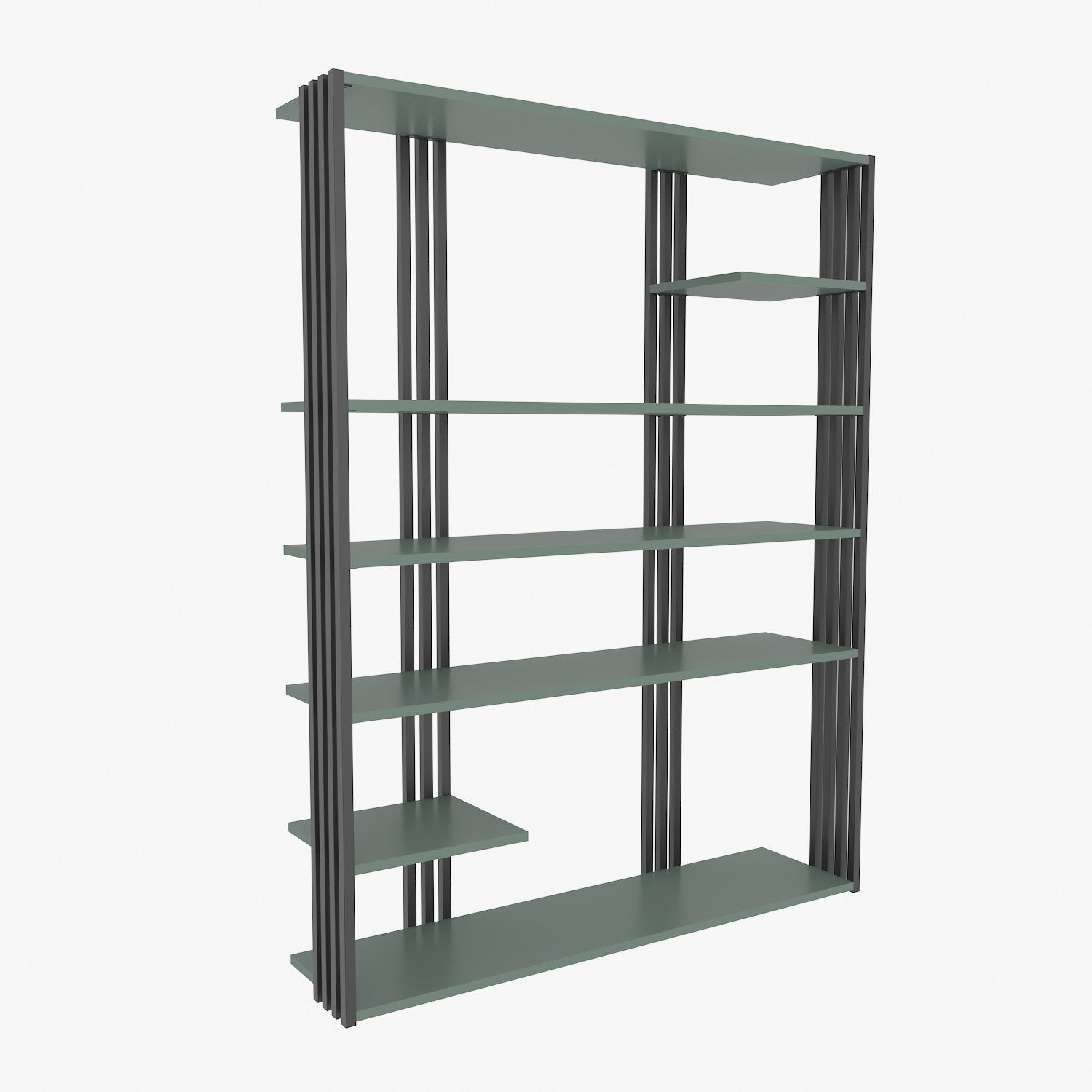 Estante elegante em verde e preto, 120 x 160 x 29,6 cm | Painel de partículas 100% revestido em melamina, 18 mm de espessura | Perfeita para decoração moderna de casa e escritório