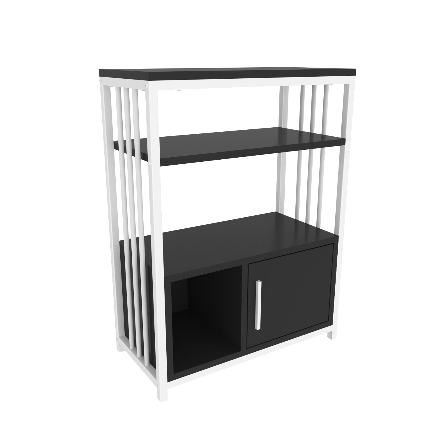 Estante elegante em antracite e branco, 60 cm x 80 cm x 29,6 cm | Painel de partículas 100% revestido em melamina, 18 mm de espessura | Perfeita para decoração moderna de casa e escritório