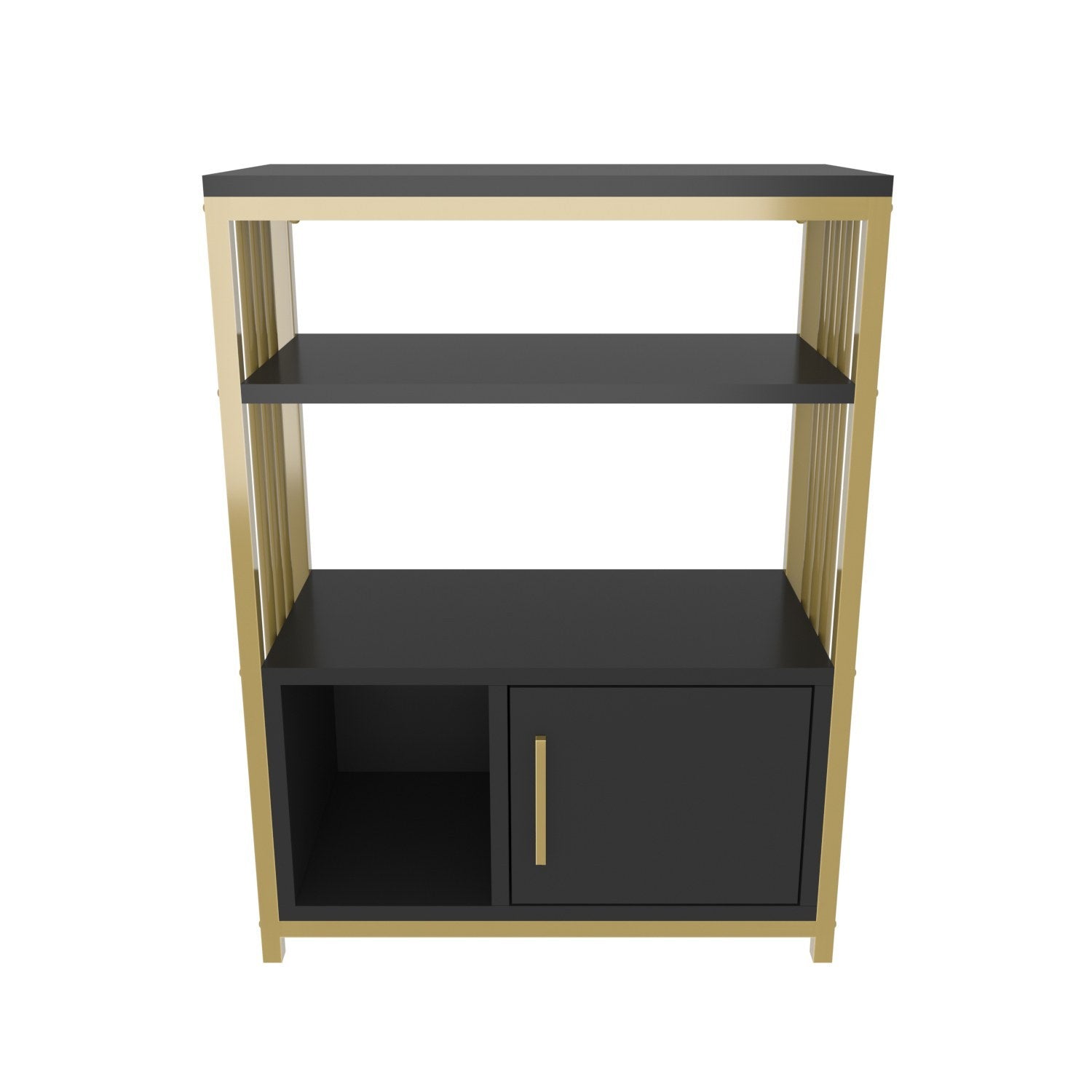 Estante elegante em antracite e dourado, 60 x 80 x 29,6 cm | Painel de partículas 100% revestido em melamina, 18 mm de espessura | Perfeita para decoração e armazenamento de casa moderna