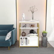 Estante elegante em branco e dourado, 60 x 80 x 29,6 cm | Painel de partículas 100% revestido em melamina, 18 mm de espessura | Armazenamento elegante para casa e escritório modernos