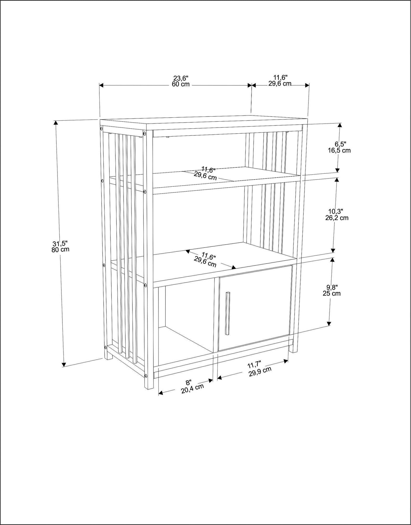 Estante elegante, branca e preta, 60 x 80 x 29,6 cm | Painel de partículas 100% revestido em melamina, 18 mm de espessura | Perfeita para decoração moderna de casa e escritório
