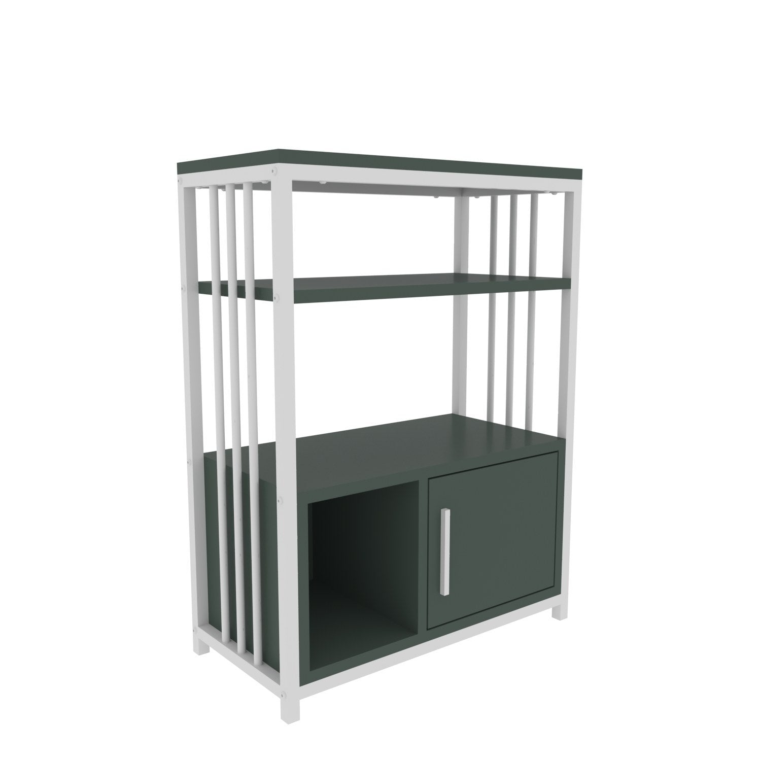 Estante elegante em verde e branco, 60 x 80 x 29,6 cm | Painel de partículas 100% revestido em melamina, 18 mm de espessura | Perfeita para decoração moderna de casa e escritório