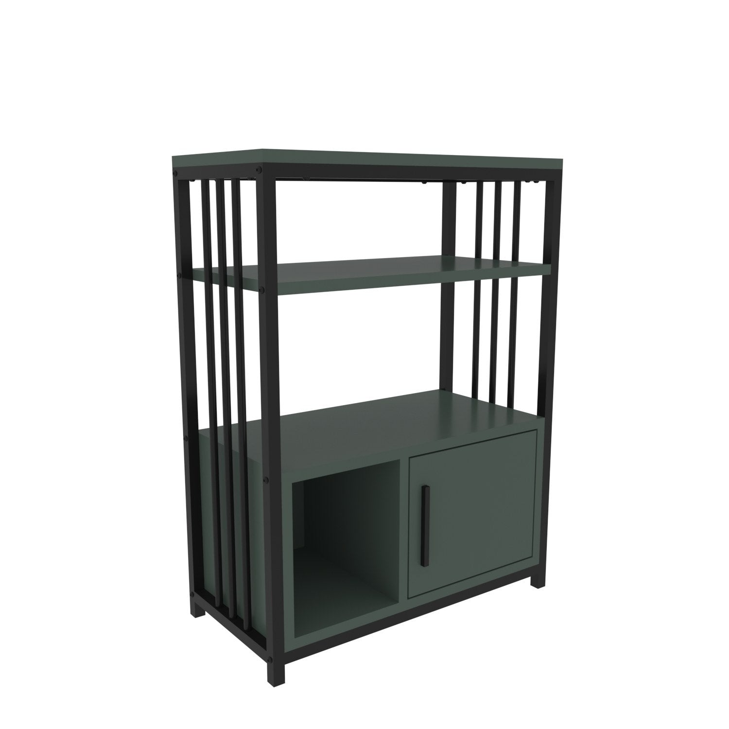 Estante elegante em verde e preto, 60 x 80 x 29,6 cm | Painel de partículas 100% revestido em melamina, 18 mm de espessura | Perfeita para decoração moderna de casa e escritório