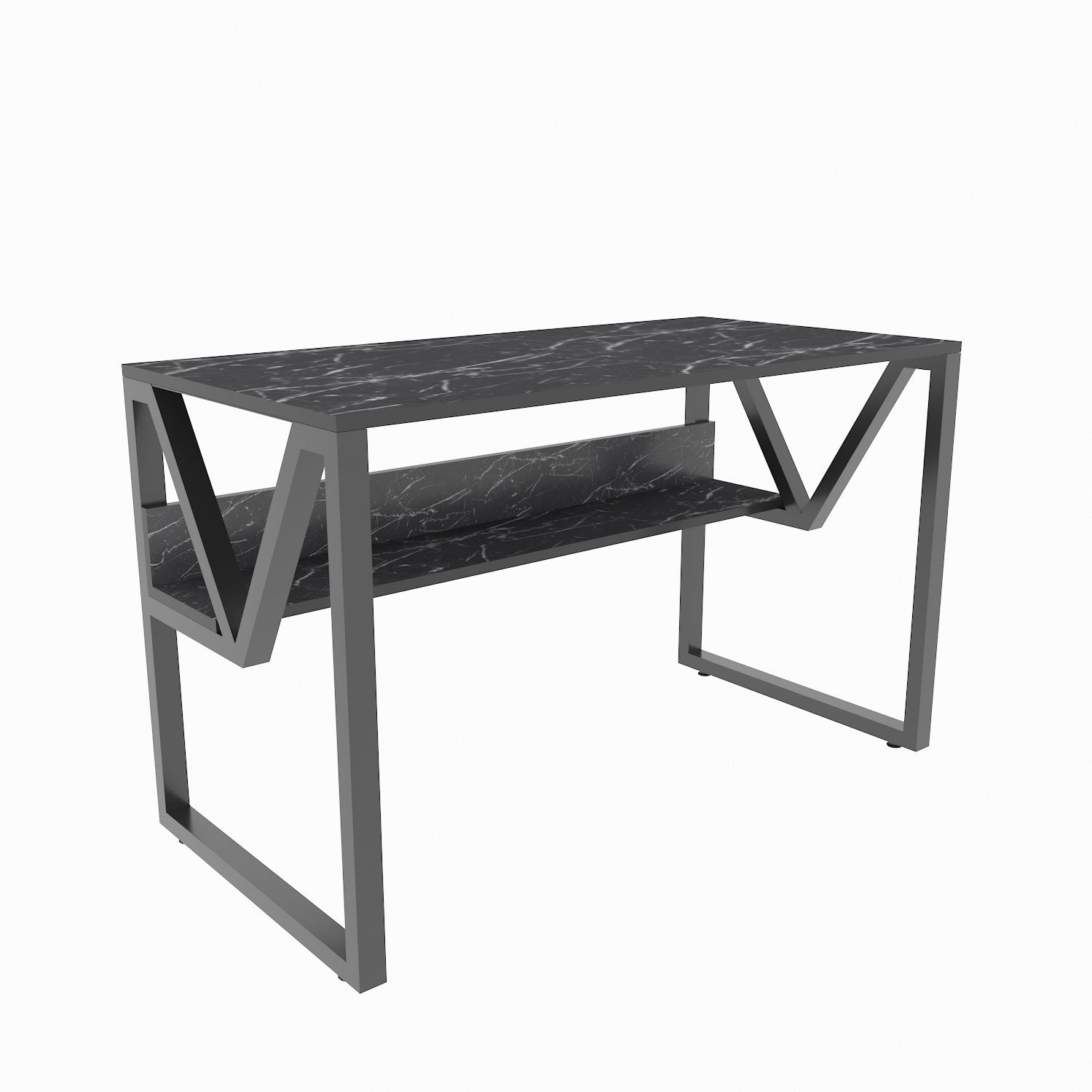 Secretária de Estudo/Escritório Preta Elegante, 120 x 60 x 72,8 cm | Painel de Partículas 100% Revestido em Melamina, 18 mm de Espessura | Perfeita para Escritórios em Casa e Espaços de Estudo