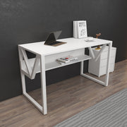 Secretária de Estudo/Escritório Moderna, Branca, 120 x 60 x 72,8 cm | Painel de Partículas 100% Revestido em Melamina, 18 mm de Espessura | Elegante e Funcional para Escritório e Estudo em Casa