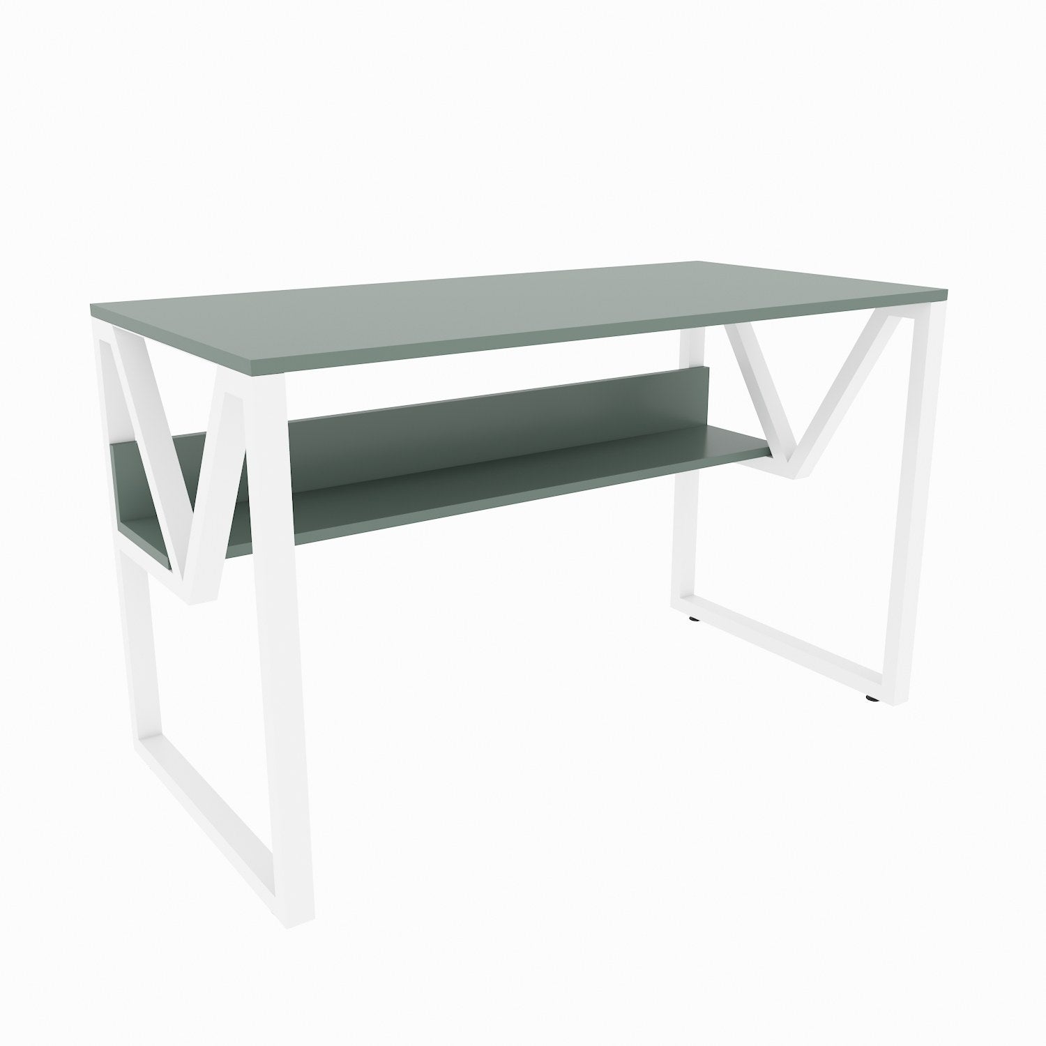 Secretária de Estudo/Escritório Elegante, Verde e Branca, 120 x 72,8 x 60 cm | Painel de Partículas 100% Revestido em Melamina, 18 mm de Espessura | Perfeita para Escritórios e Salas de Estudo Modernos