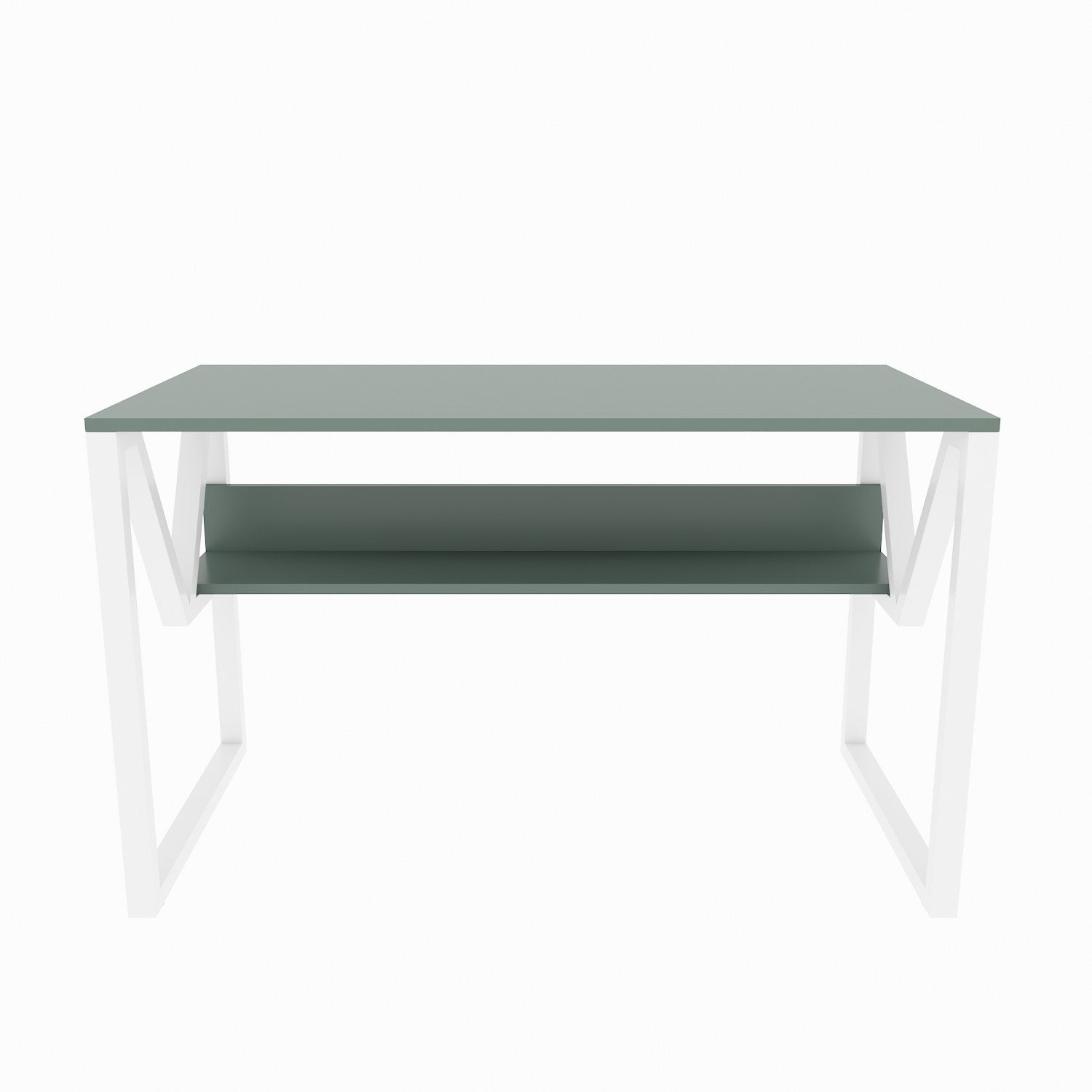 Secretária de Estudo/Escritório Elegante, Verde e Branca, 120 x 72,8 x 60 cm | Painel de Partículas 100% Revestido em Melamina, 18 mm de Espessura | Perfeita para Escritórios e Salas de Estudo Modernos