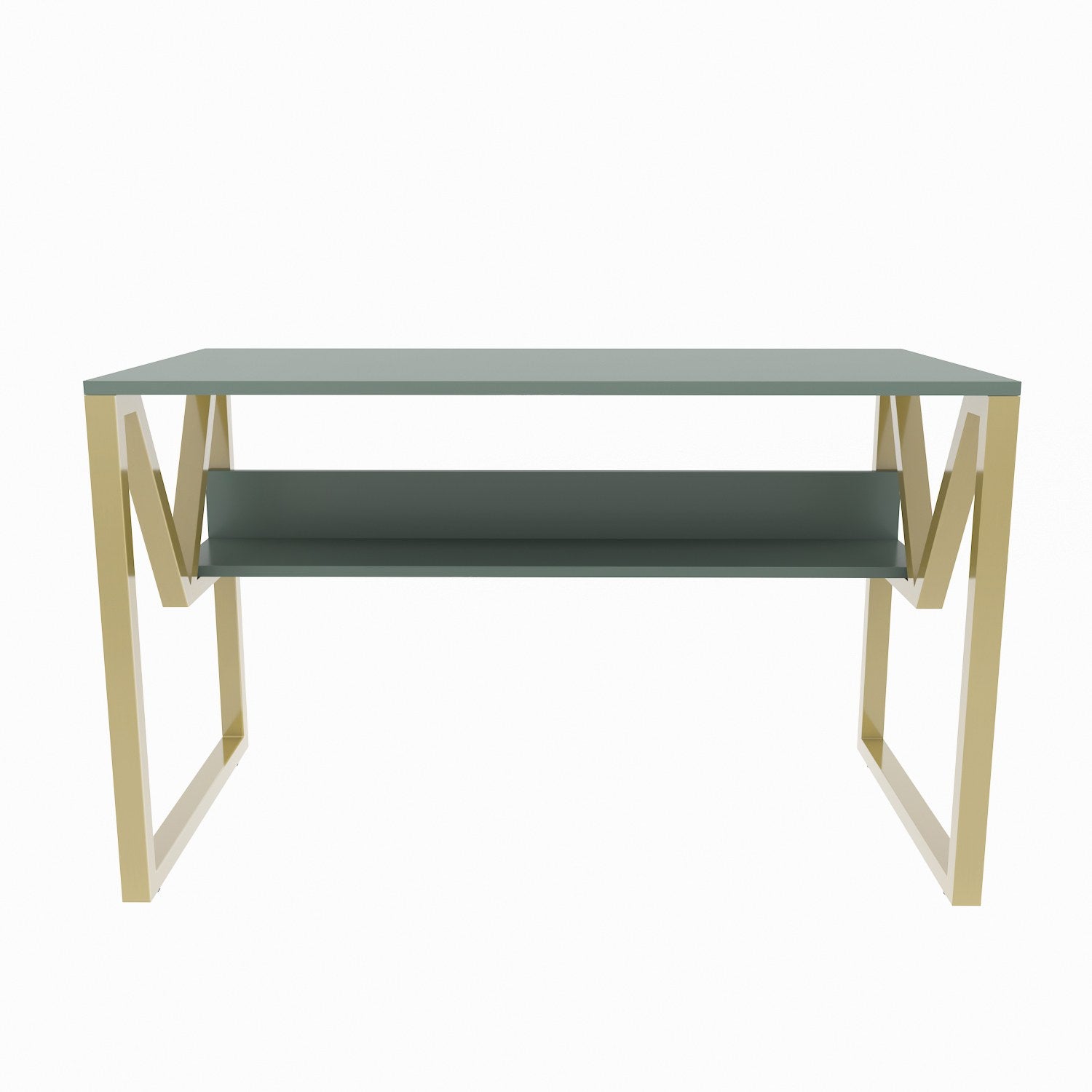 Secretária de Estudo/Escritório Elegante, Verde e Dourado, 120 x 60 x 72,8 cm | Painel de Partículas 100% Revestido em Melamina, 18 mm de Espessura | Perfeita para Escritórios e Salas de Estudo Modernos