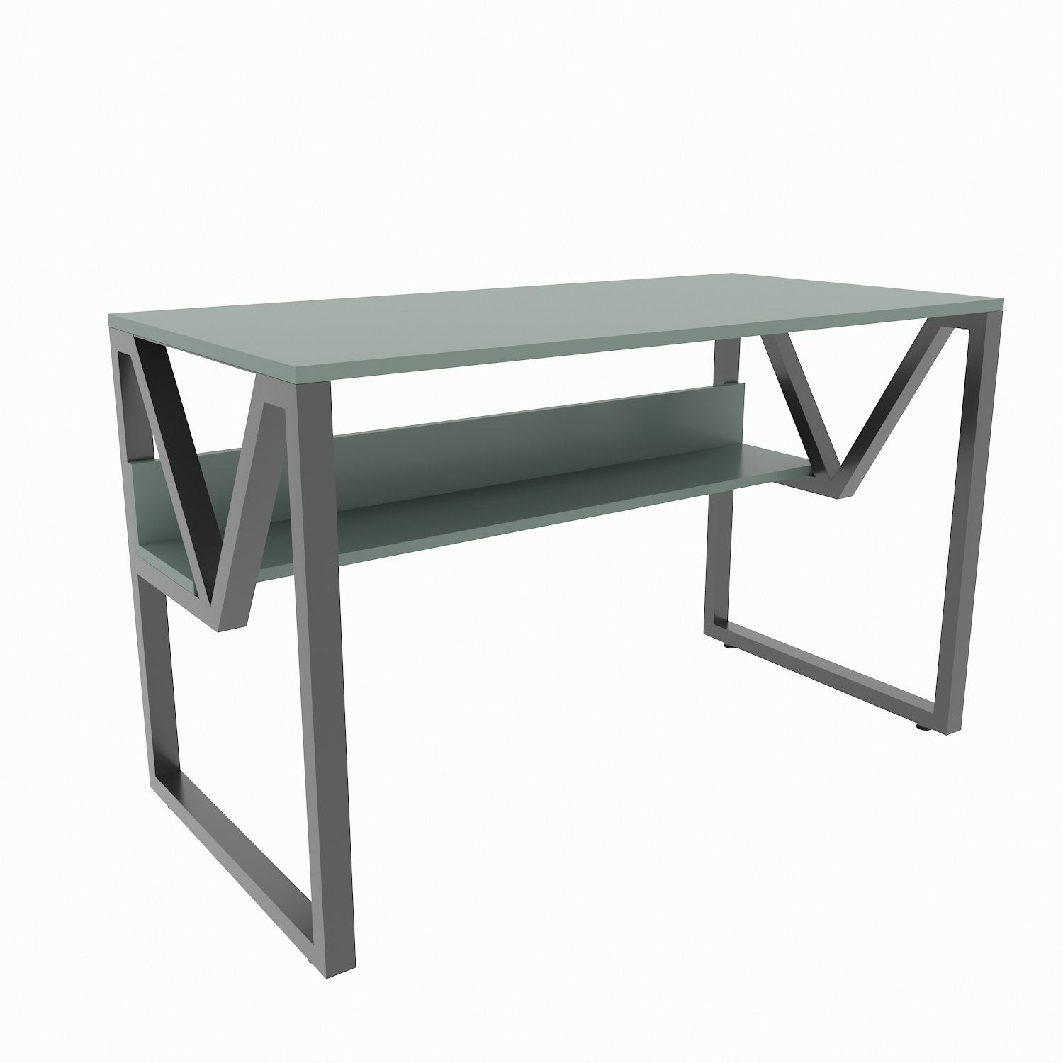 Secretária de Estudo/Escritório Elegante, Verde e Preta, 120 x 60 x 72,8 cm | Painel de Partículas 100% Revestido em Melamina, 18 mm de Espessura | Perfeita para Escritórios e Salas de Estudo Modernos