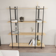 Estante elegante em carvalho e preto, 160 cm x 180 cm x 29,6 cm | Painel de partículas 100% revestido em melamina, 18 mm de espessura | Perfeita para decoração moderna de casa e escritório