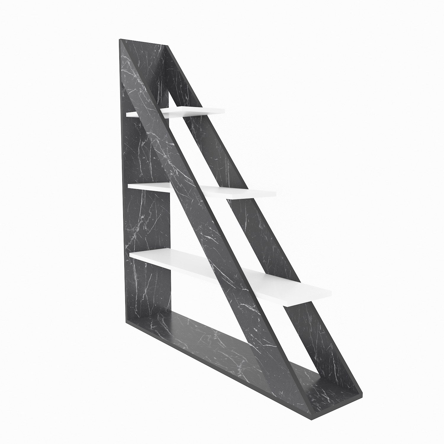 Estante elegante em mármore e branco, 120 cm x 131,8 cm x 25 cm | Painel de partículas 100% revestido em melamina, 18 mm de espessura | Armazenamento elegante para casas modernas