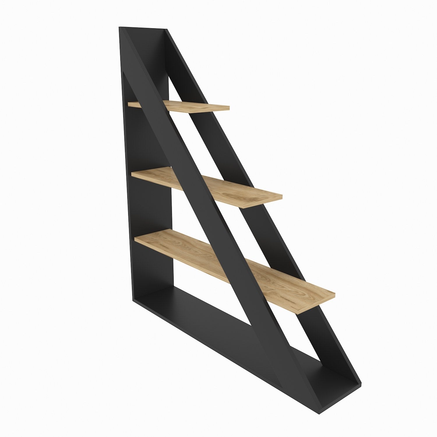 Estante elegante em preto e carvalho, 120 cm x 131,8 cm x 25 cm | Painel de partículas 100% revestido em melamina, 18 mm de espessura | Perfeita para decoração moderna de casa e escritório