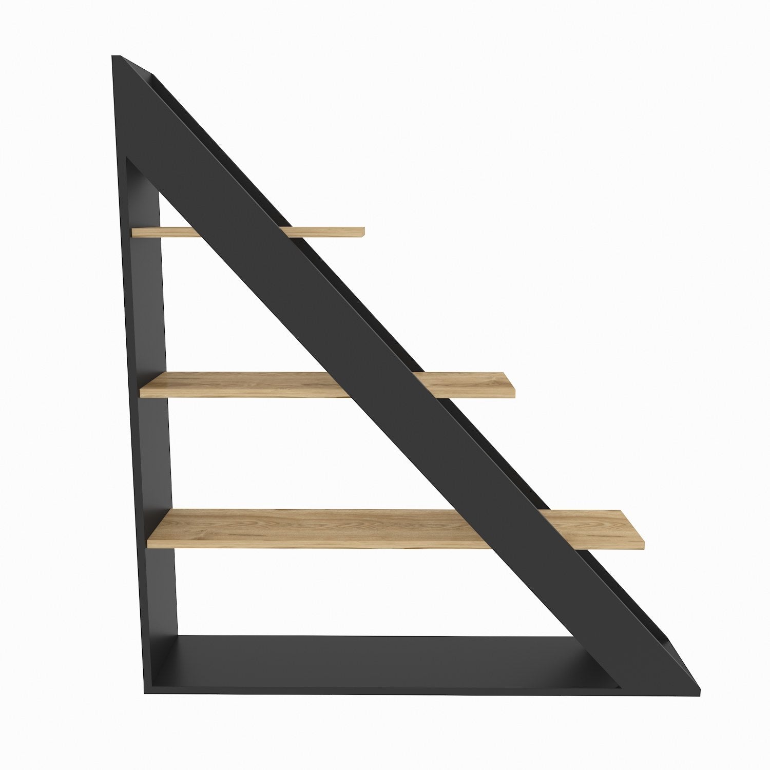 Estante elegante em preto e carvalho, 120 cm x 131,8 cm x 25 cm | Painel de partículas 100% revestido em melamina, 18 mm de espessura | Perfeita para decoração moderna de casa e escritório