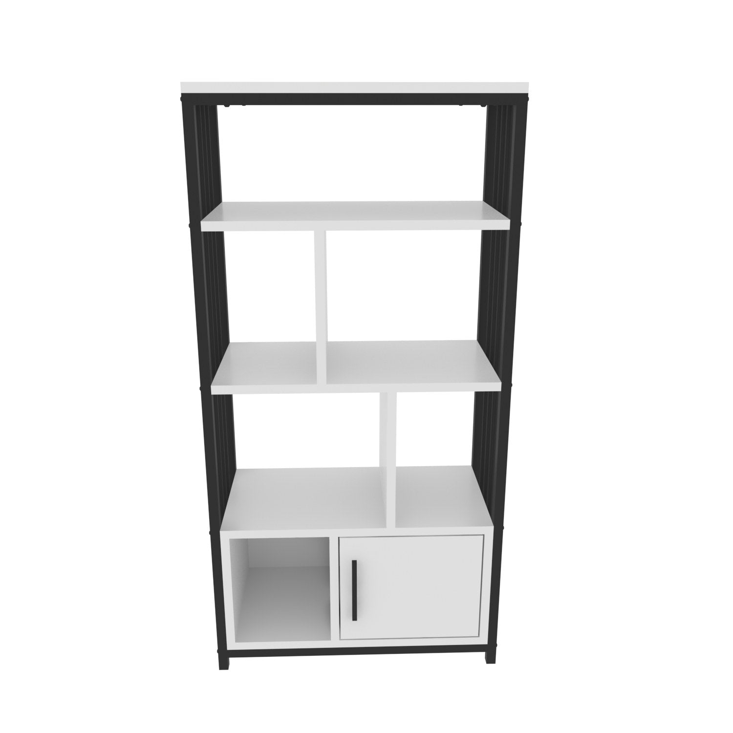 Estante estilosa, branca e preta, 60 x 120 x 29,6 cm | Painel de partículas 100% revestido em melamina, 18 mm de espessura | Perfeita para decoração moderna de casa e escritório