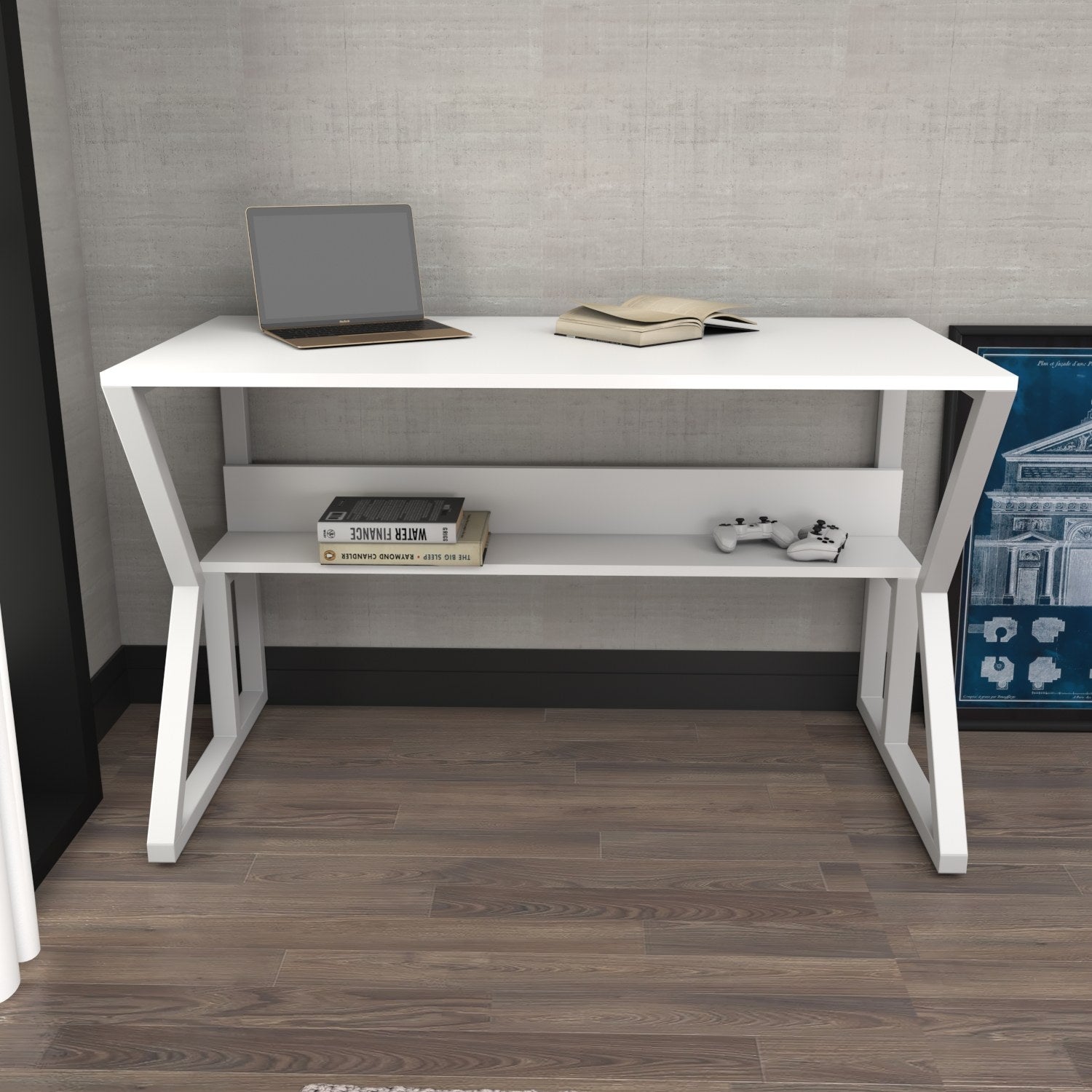 Secretária de Estudo/Escritório Moderna, Branca, 120 x 60 x 72,8 cm | Painel de Partículas 100% Revestido em Melamina, 18 mm de Espessura | Elegante e Funcional para Escritório e Estudo em Casa