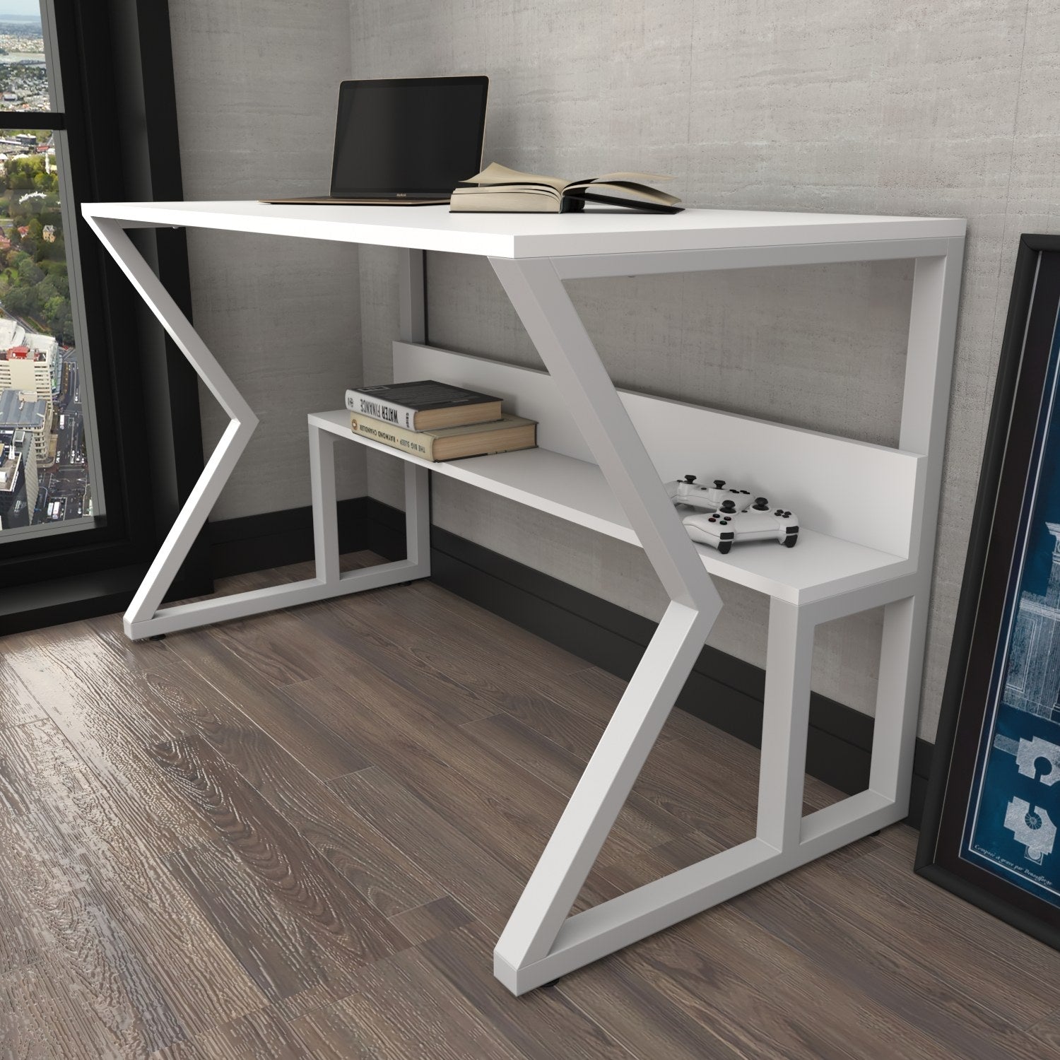 Secretária de Estudo/Escritório Moderna, Branca, 120 x 60 x 72,8 cm | Painel de Partículas 100% Revestido em Melamina, 18 mm de Espessura | Elegante e Funcional para Escritório e Estudo em Casa