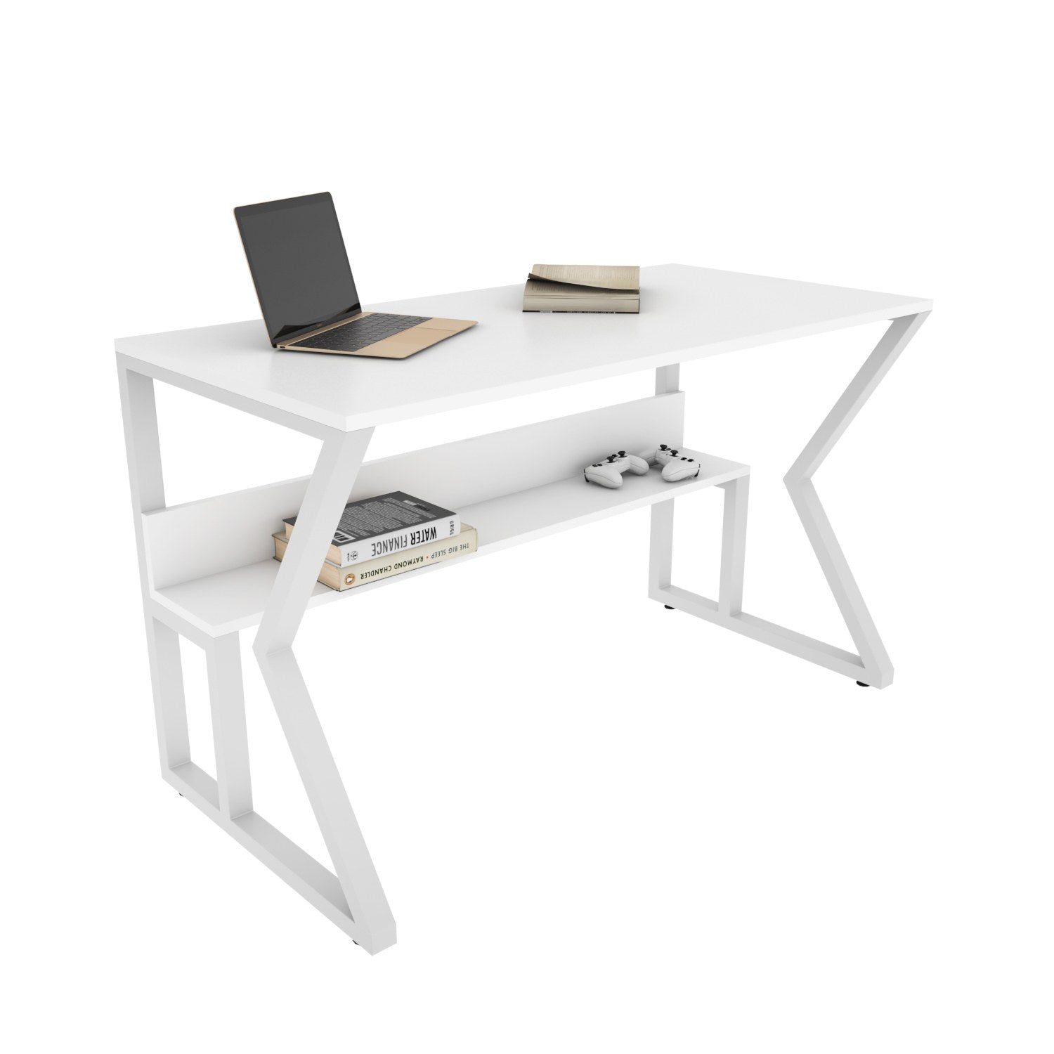 Secretária de Estudo/Escritório Moderna, Branca, 120 x 60 x 72,8 cm | Painel de Partículas 100% Revestido em Melamina, 18 mm de Espessura | Elegante e Funcional para Escritório e Estudo em Casa