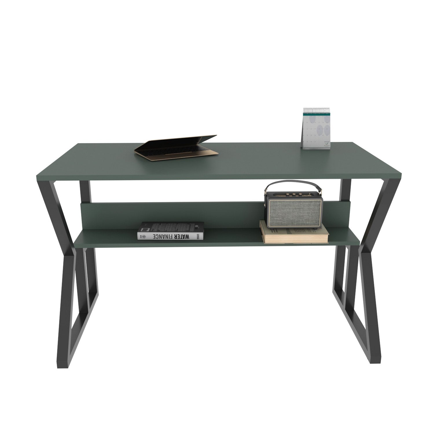 Secretária de Estudo/Escritório Elegante, Verde e Preta, 120 x 60 x 72,8 cm | Painel de Partículas 100% Revestido em Melamina, 18 mm de Espessura | Perfeita para Escritórios e Salas de Estudo Modernos