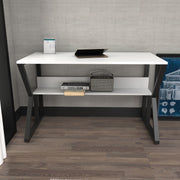 Secretária de Estudo/Escritório Moderna, Preta e Branca, 120 x 60 x 72,8 cm | Painel de Partículas 100% Revestido em Melamina, 18 mm de Espessura | Elegante e Funcional para Escritório em Casa