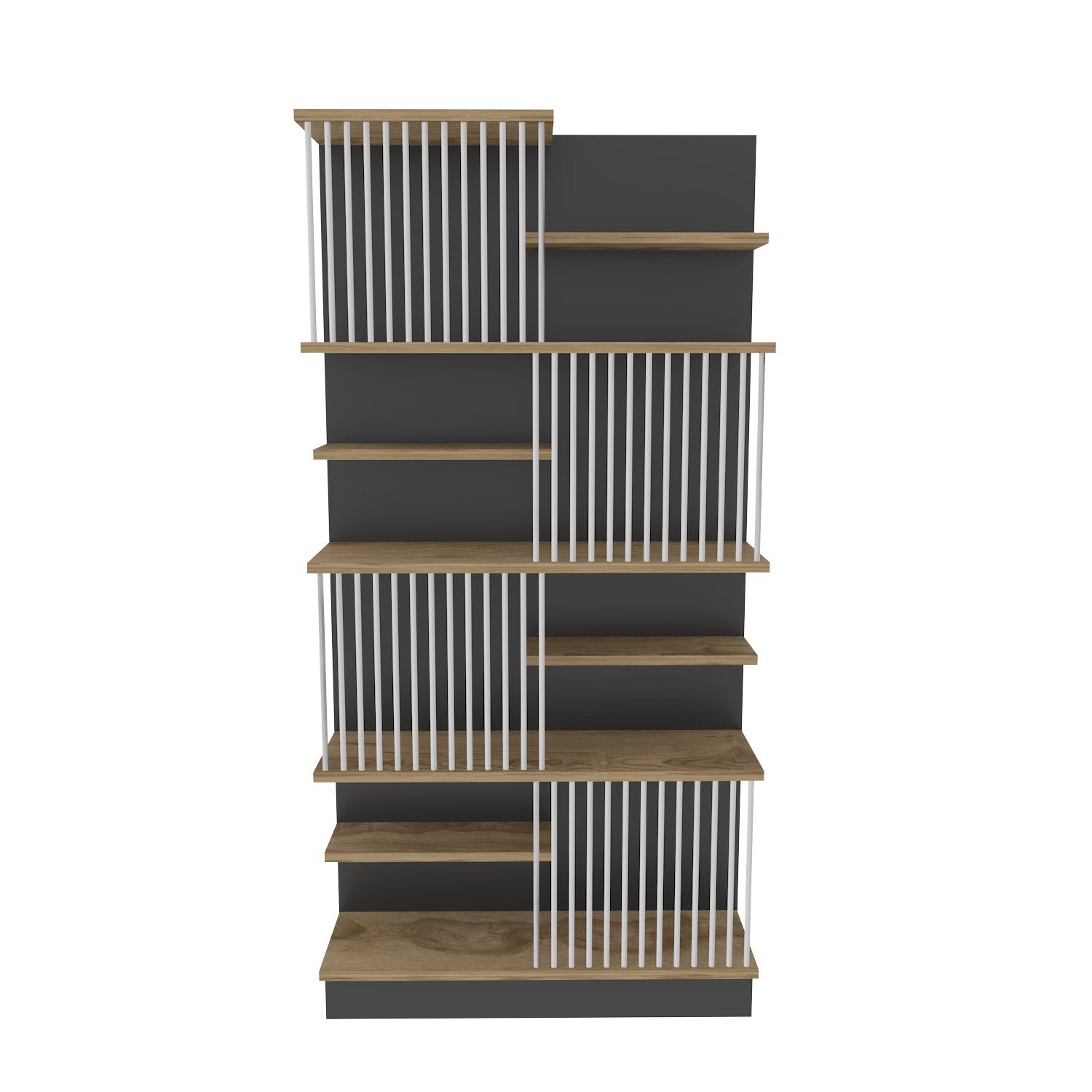 Estante elegante, preta e carvalho, 80 x 160 x 24,6 cm | Painel de partículas 100% revestido em melamina, 18 mm de espessura | Perfeita para decoração moderna de casa e escritório