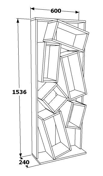 Estante elegante – 63 x 153,6 x 24 cm – branco e carvalho – painel de partículas revestido em melamina