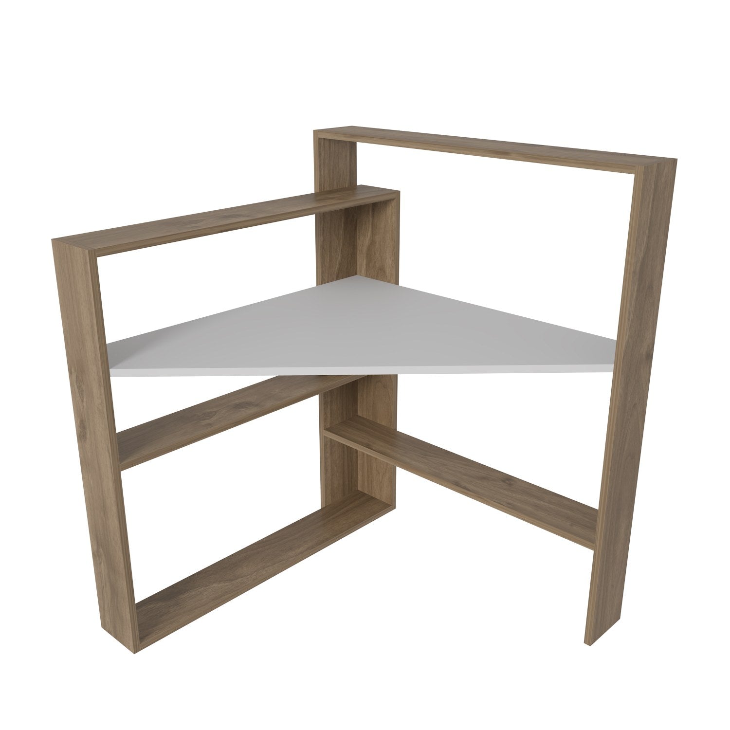Secretária de Estudo/Escritório Elegante, Nogueira e Branco, 93,6 cm de Largura x 114 cm de Altura | Painel de Partículas 100% Revestido em Melamina, 18 mm de Espessura | Perfeita para Escritórios Domésticos Modernos