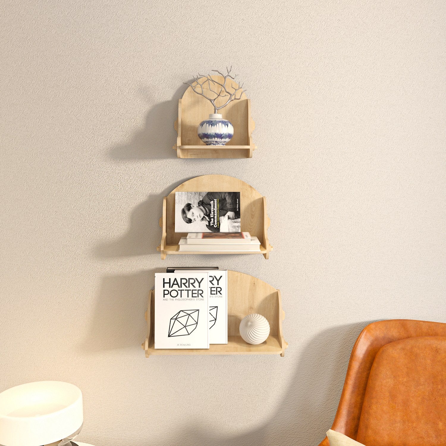 Prateleira de parede elegante em carvalho, 24,8 x 25 x 15 cm | Painel de partículas 100% revestido em melamina, 8 mm de espessura | Perfeito para decoração e soluções de armazenamento