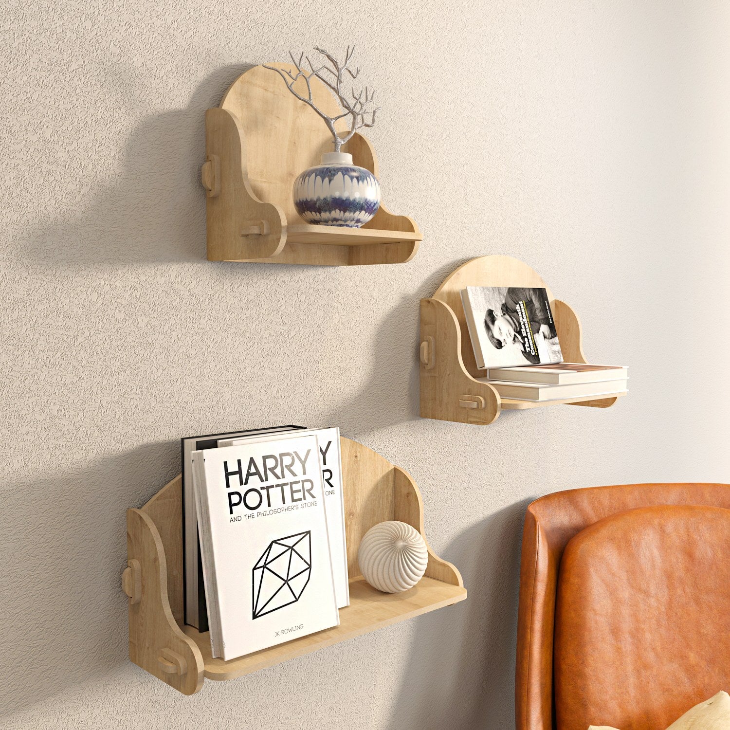 Prateleira de parede elegante em carvalho, 24,8 x 25 x 15 cm | Painel de partículas 100% revestido em melamina, 8 mm de espessura | Perfeito para decoração e soluções de armazenamento