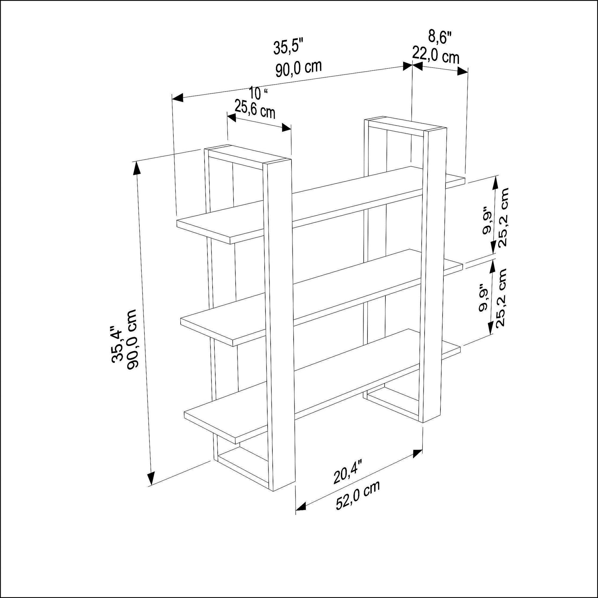 Prateleira de Parede – 90cm x 90cm x 22cm – Travertino – Painel de partículas revestido em melamina