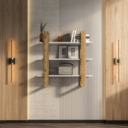 Prateleira de Parede – 90cm x 90cm x 22cm – Carvalho Oud e Branco – MDF Revestido de Melamina