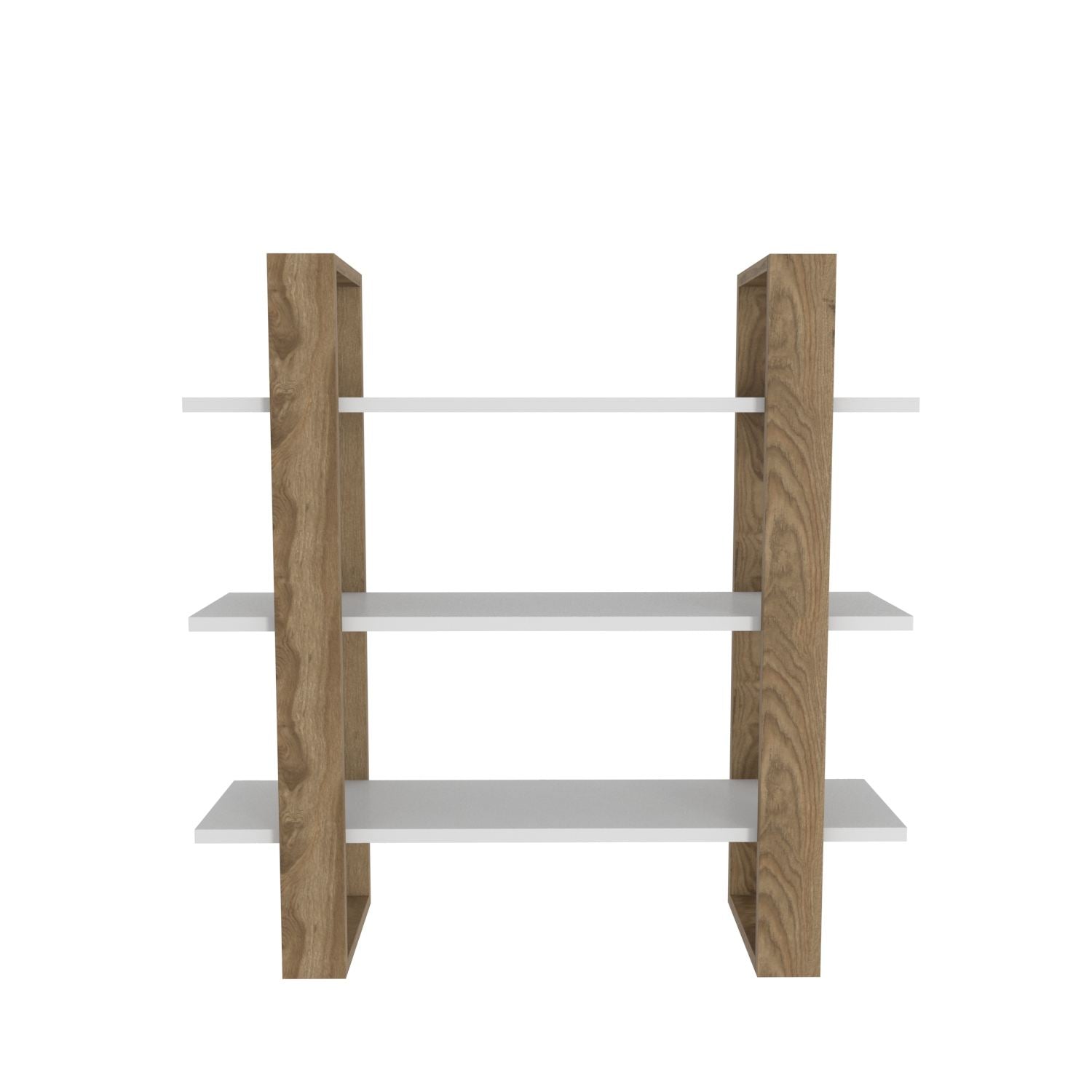 Prateleira de Parede – 90cm x 90cm x 22cm – Carvalho Oud e Branco – MDF Revestido de Melamina