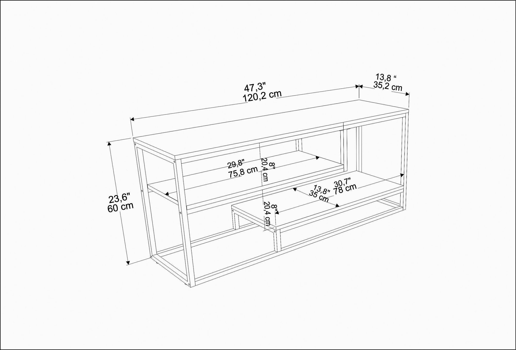 Móvel de TV – 120,2 cm x 60 cm x 35,2 cm – Éfeso e Ouro – MDF