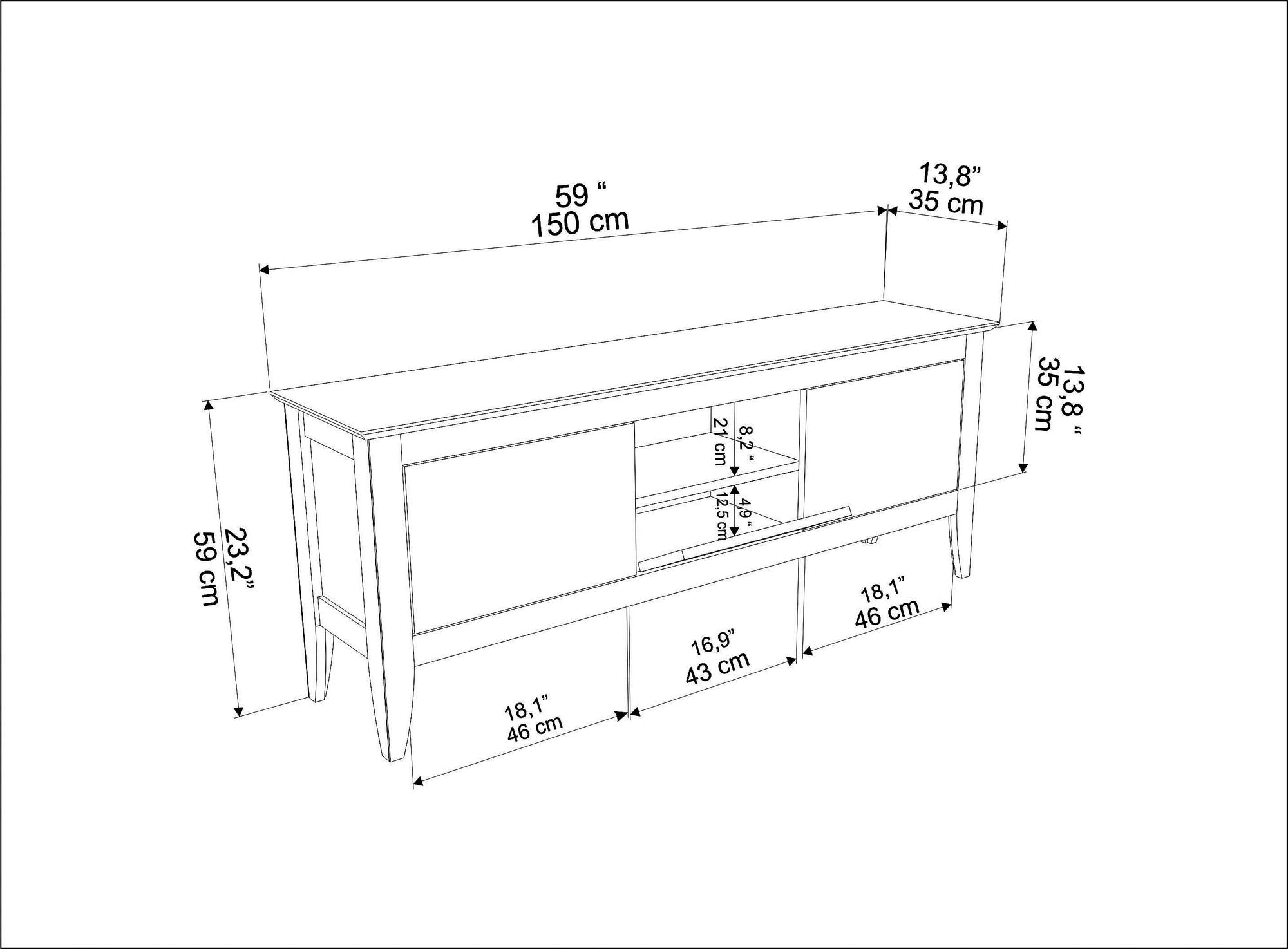 Móvel de TV – 150cm x 59cm x 35cm – Bege e Branco – MDF