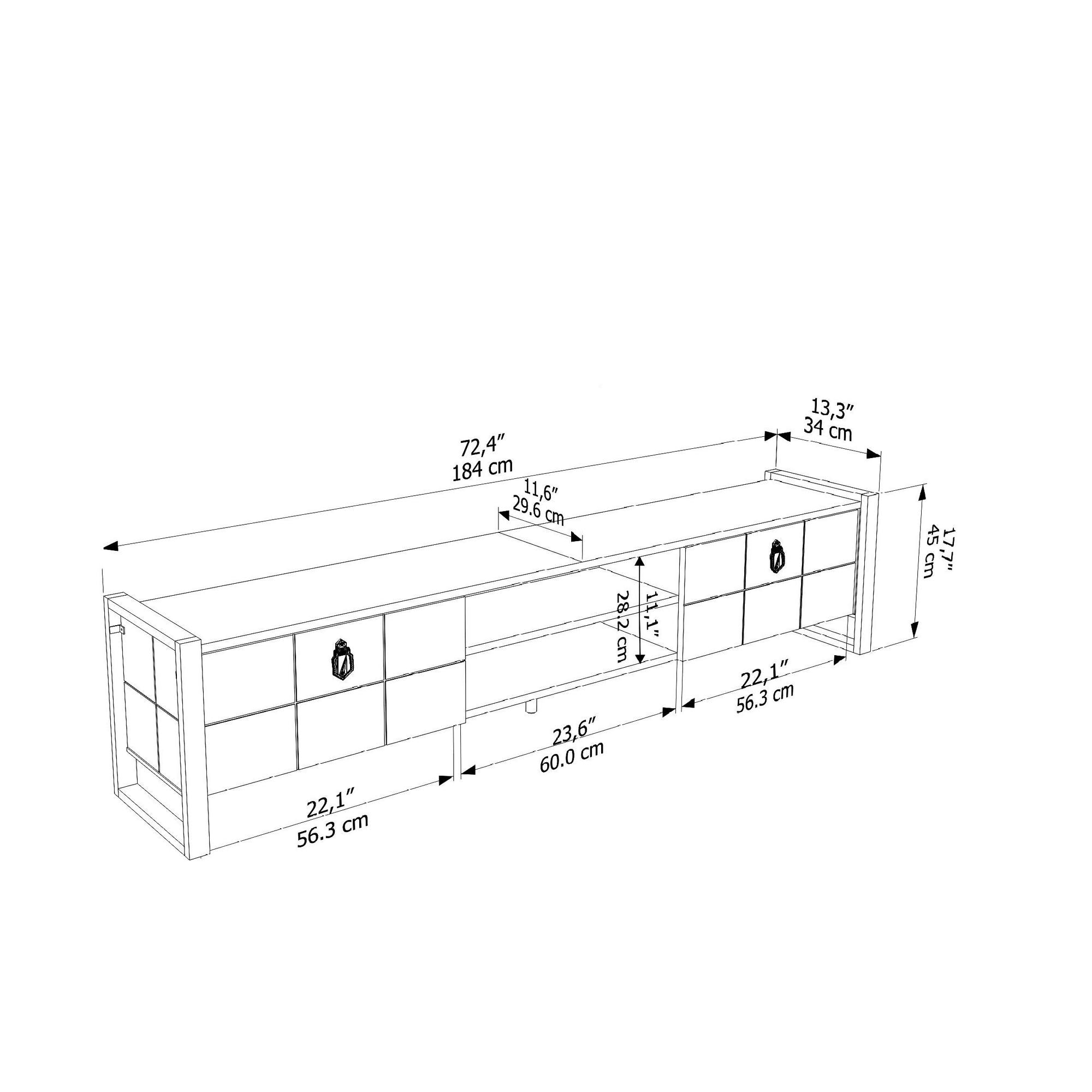 Móvel de TV – 184cm x 45cm x 34cm – Branco e Preto – MDF