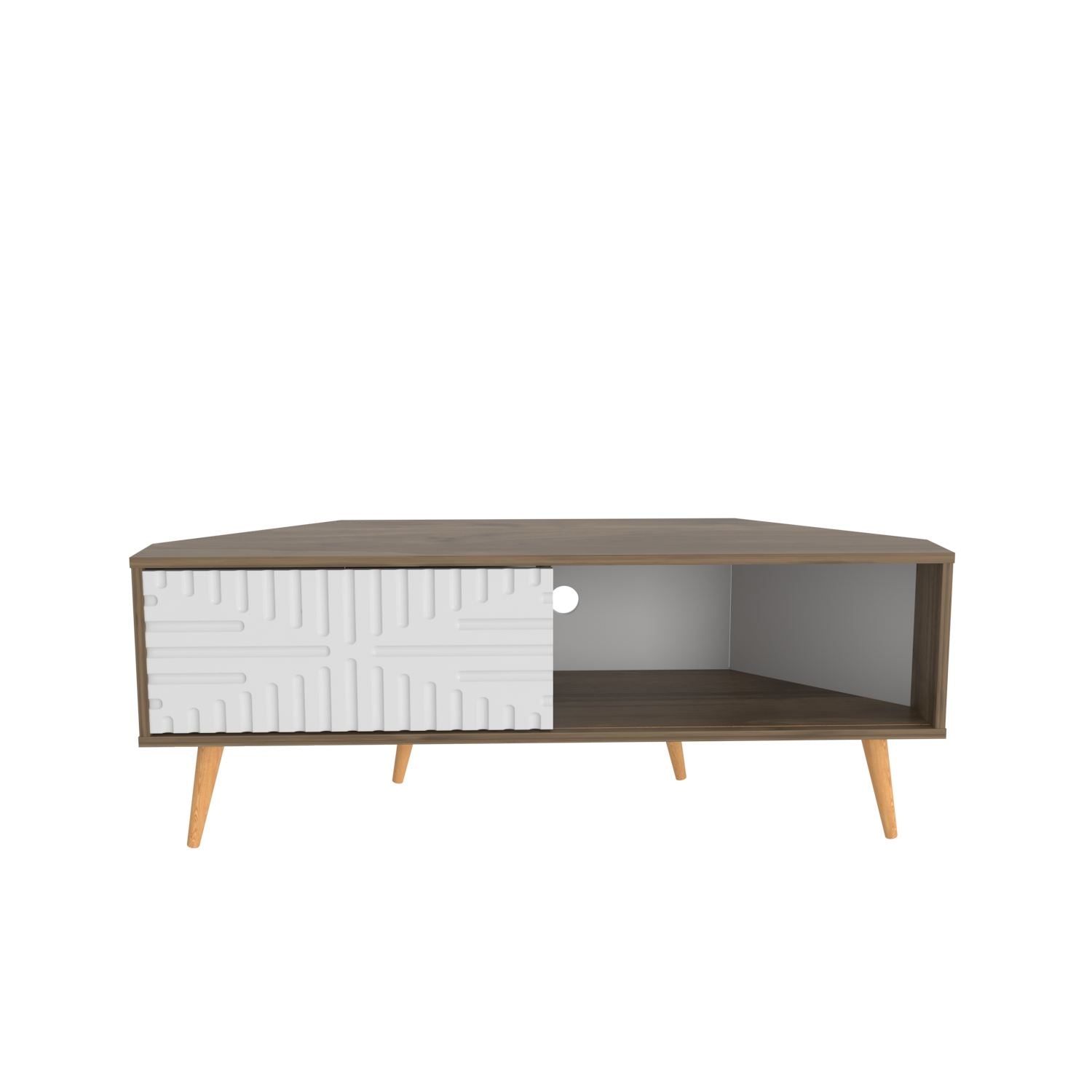 Móvel de TV – 140 cm x 54 cm x 45 cm – Nogueira e Branca – Painel de partículas revestido em melamina