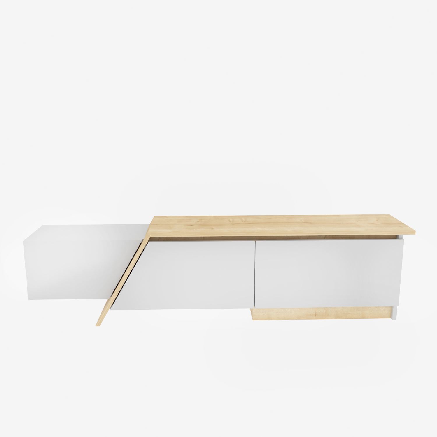 Móvel de TV – 180cm x 28,6cm x 35cm – Branco e Carvalho Safira – Painel de partículas
