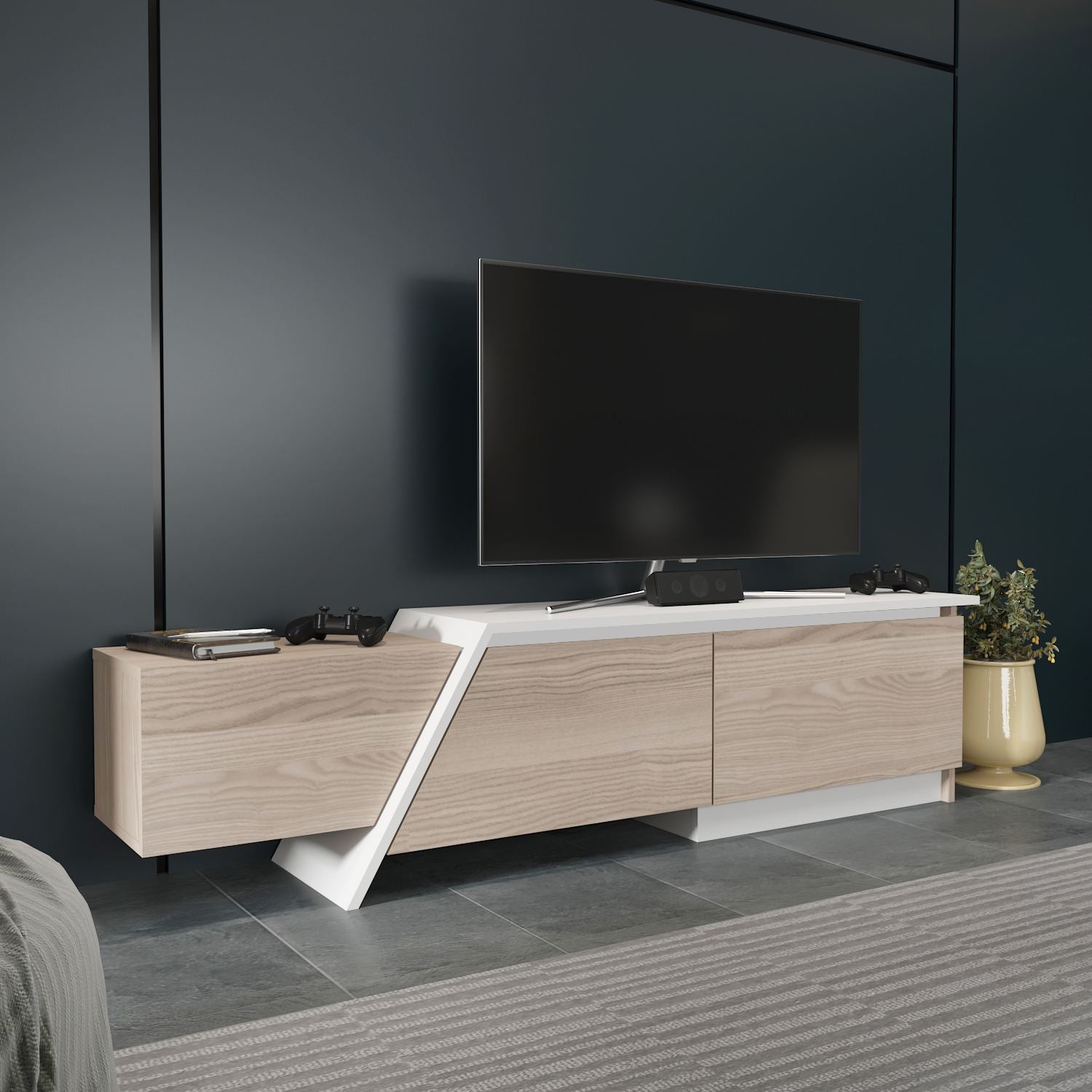 Móvel de TV – 180cm – Branco – MDF