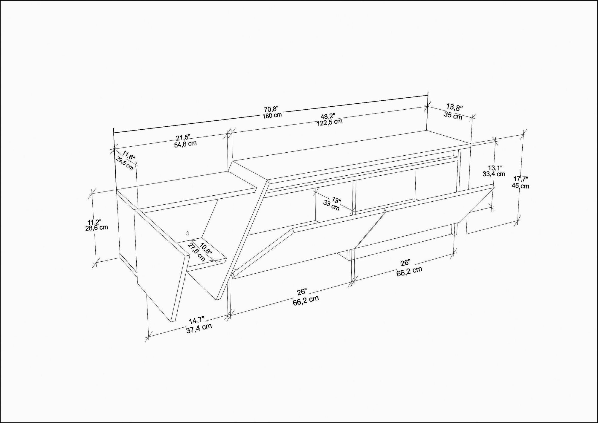 Móvel de TV – 180cm – Branco – MDF