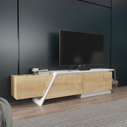 Móvel de TV – 180cm x 28,6cm x 35cm – Carvalho Safira e Branco – MDF