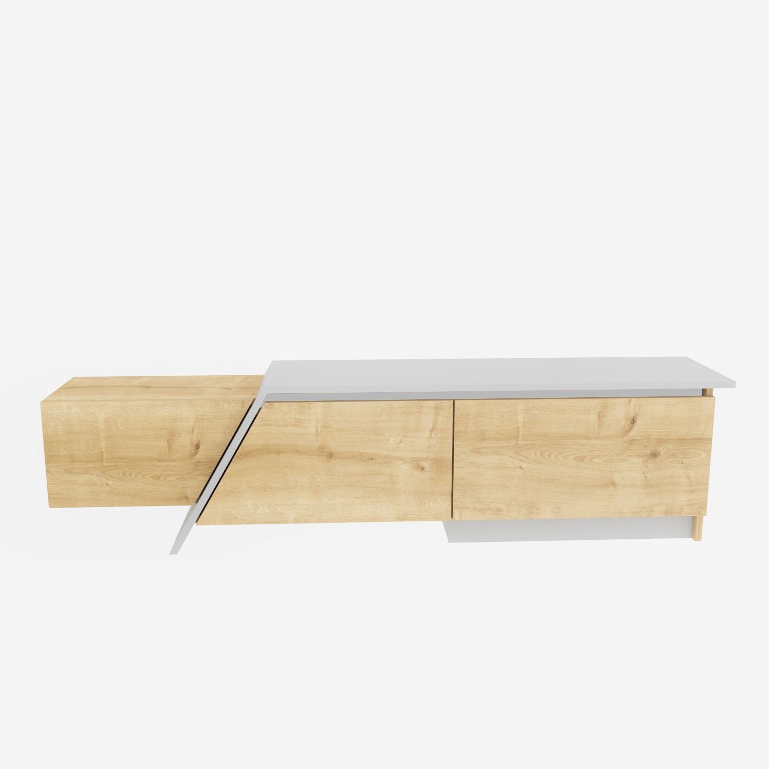 Móvel de TV – 180cm x 28,6cm x 35cm – Carvalho Safira e Branco – MDF