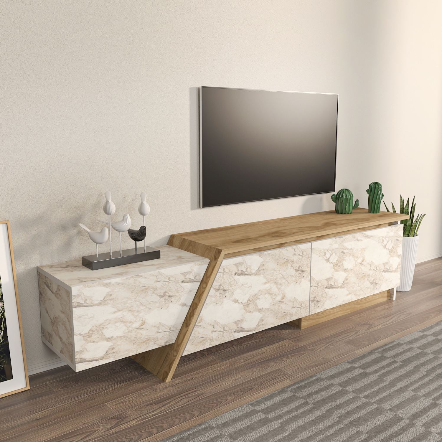 Móvel de TV – 180cm x 28.6cm x 35cm – Carvalho Oud e Éfeso – Madeira Aglomerada
