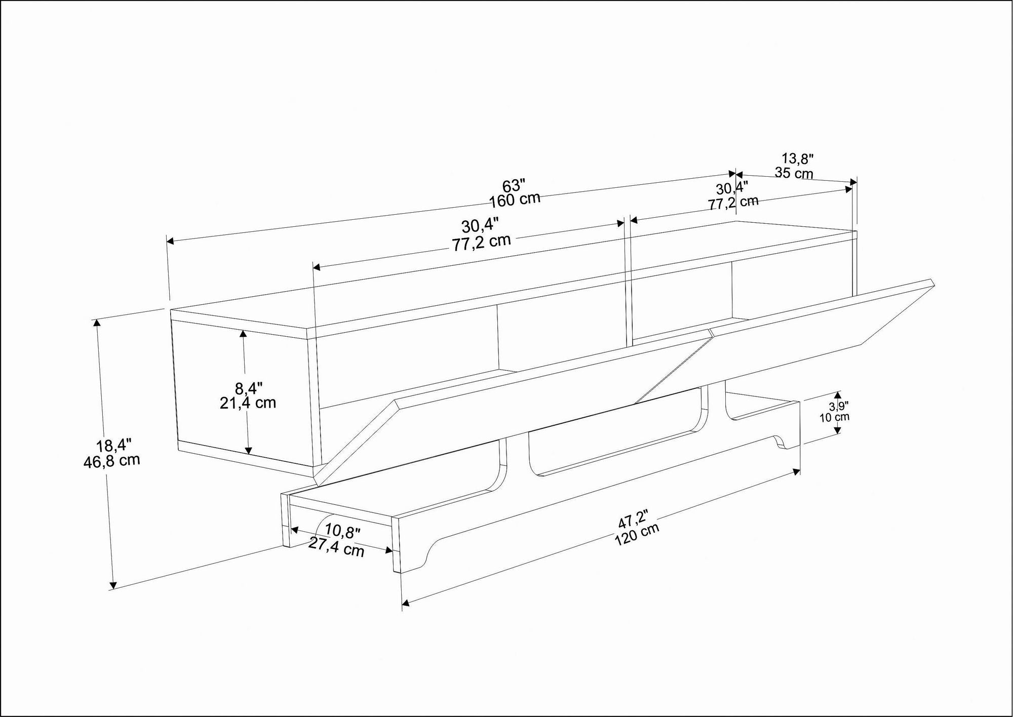 Móvel de TV – 160 cm – Nogueira – Painel de Partículas Revestido de Melamina