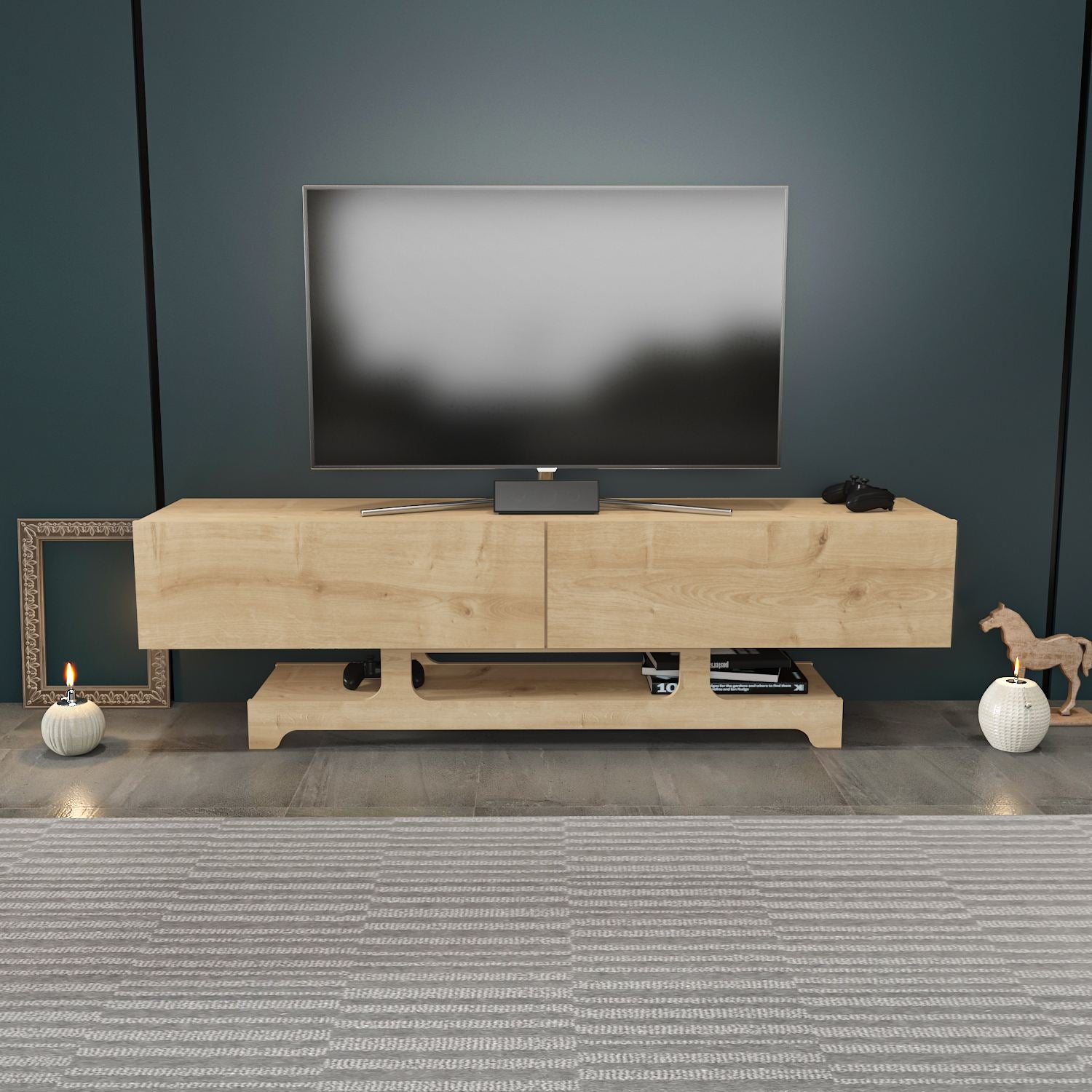 Móvel de TV – 160cm x 46.8cm x 35cm – Carvalho Safira – MDF